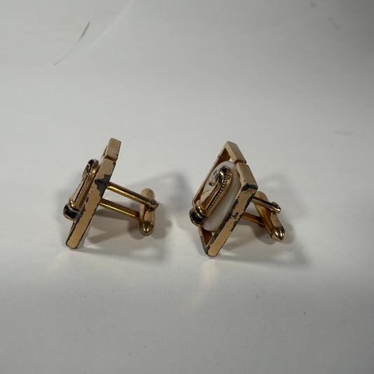 Swank Horse Head Mother of Pearl Gold-Tone Cufflinks Pair