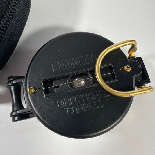 Engineer Directional Compass Sighting Compass Black with Case Logic Zip Pouch