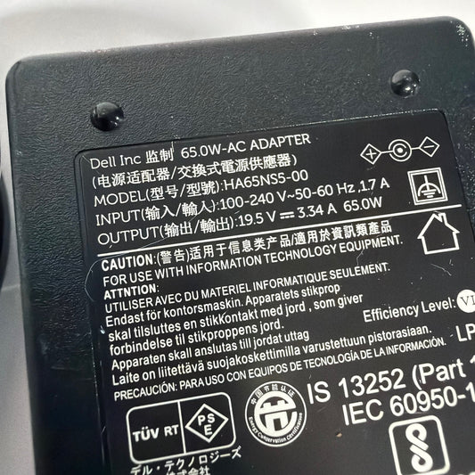 Dell 65W AC Adapter Charger HA65NS5-00 19.5V 3.34A 7.4mm Barrel with Power Cord