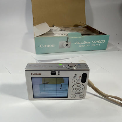 Canon PowerShot SD1000 Digital ELPH 7.1MP Silver Camera Tested Working