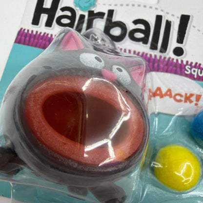 Schylling The Cat Has a Hairball Squeeze Popping Kitty Toy 3 Hairballs