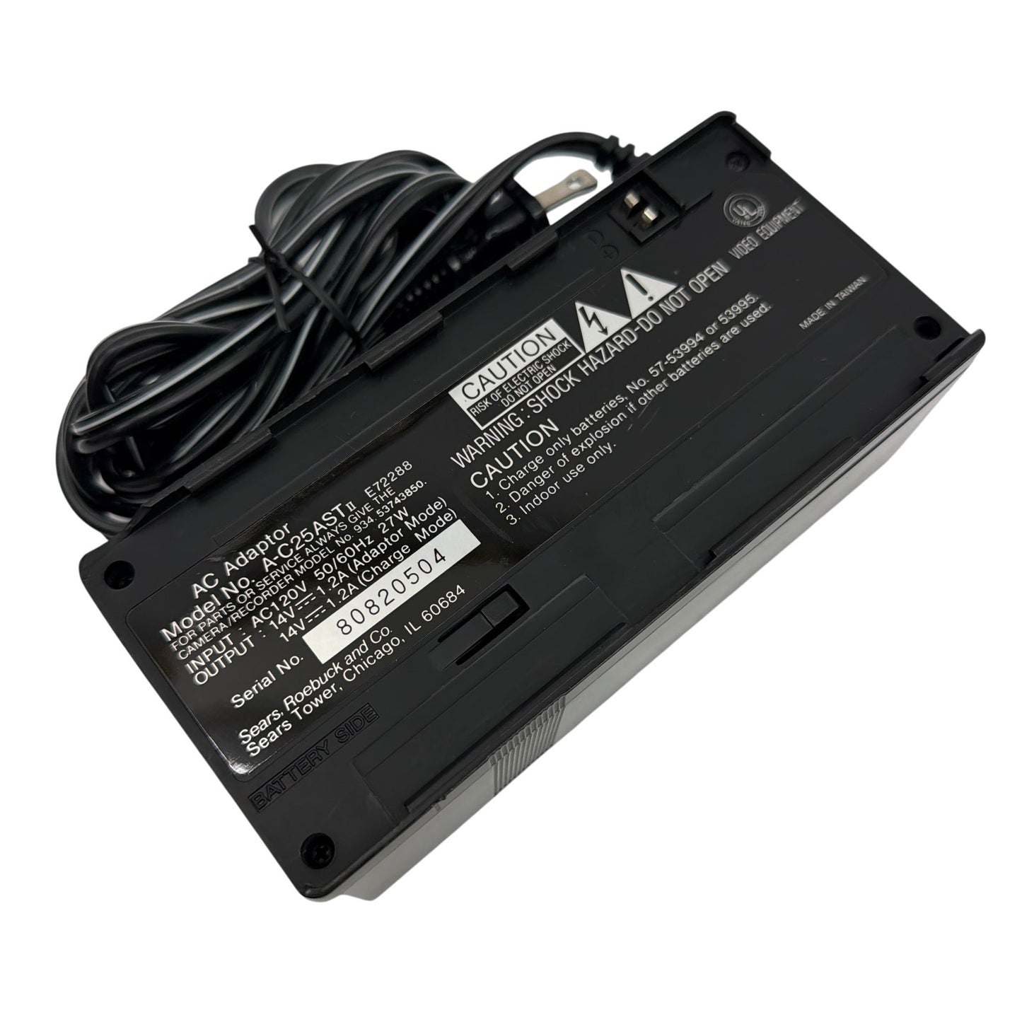 Sears AC Adaptor ST II A-C25AST II 14V 1.2A Camcorder Power Adapter Charger