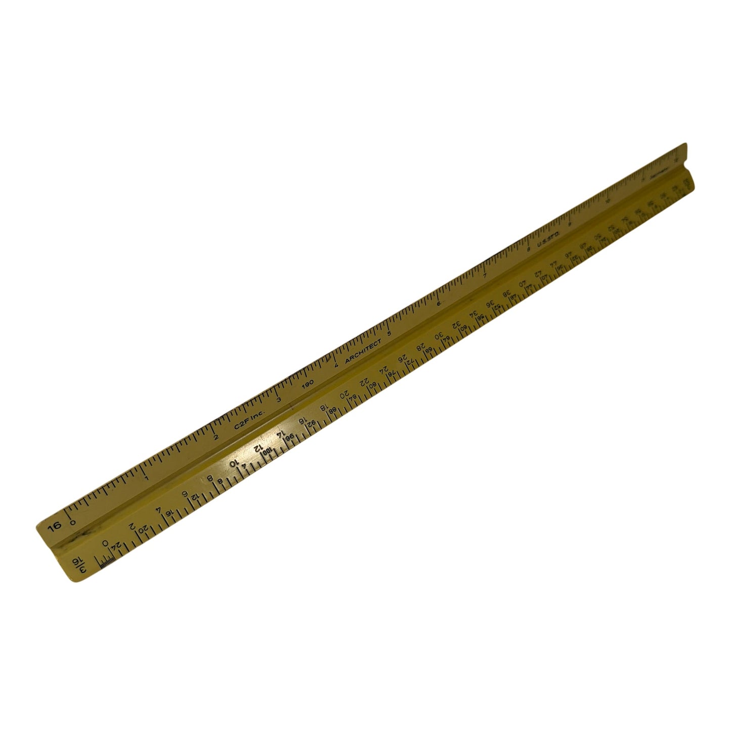 C2F Inc 190 Architect Scale Ruler U.S. Std Made in Germany Yellow