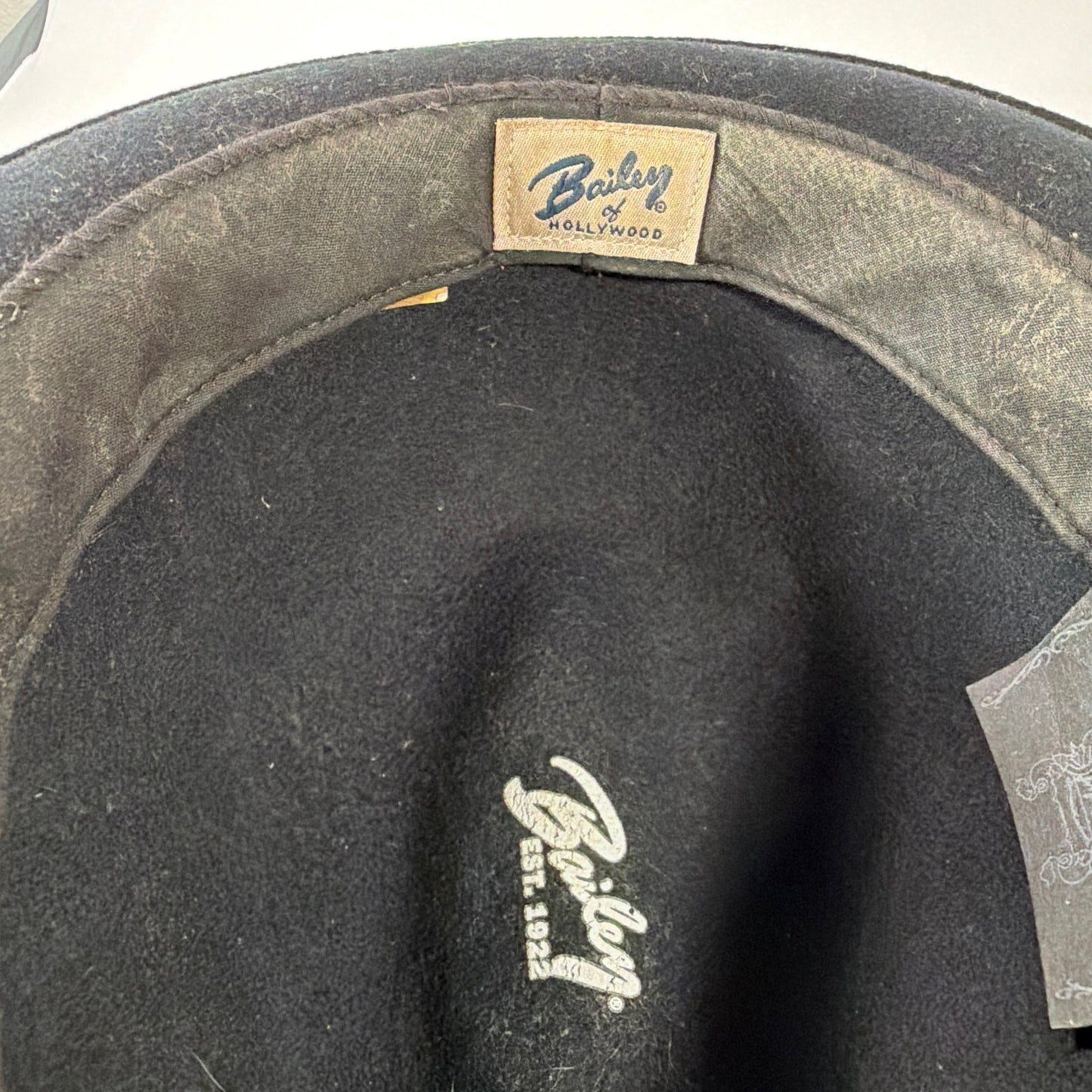 Bailey of Hollywood Black Wool Felt Fedora Hat XL Made in USA