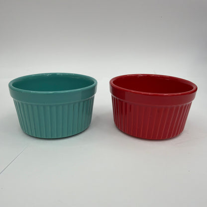 The Pioneer Woman Stoneware Ramekins Set of 2 Red and Teal 3212DMT