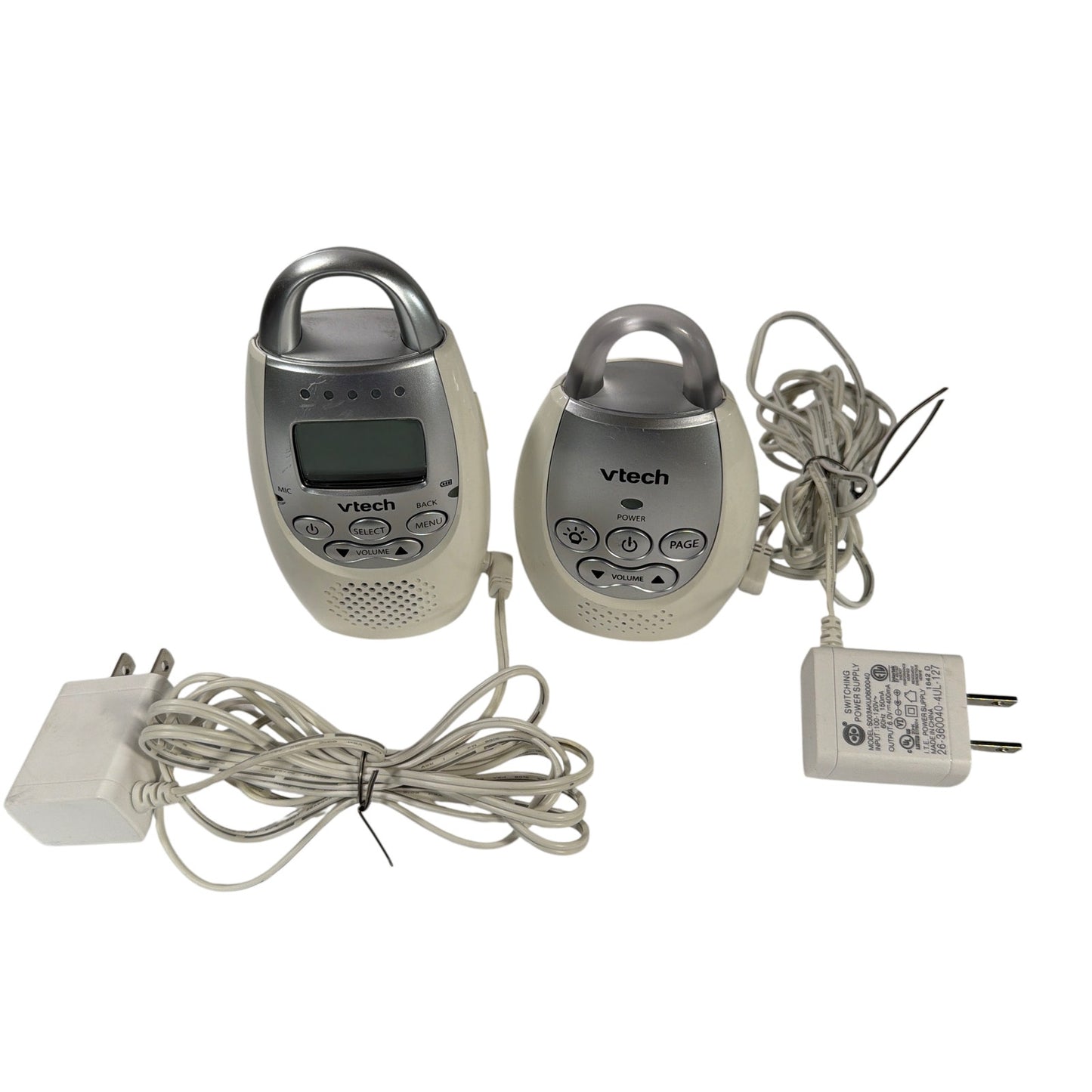 VTech DM221 Safe & Sound Digital Audio Baby Monitor Set White Silver Tested