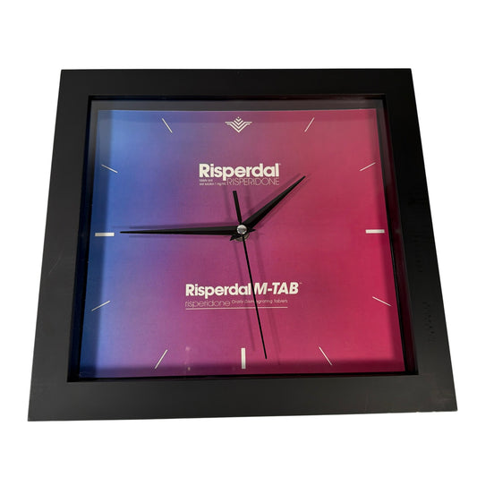 Risperdal M-TAB Drug Rep Promotional Wall Clock 10.5 x 11 Tested Working