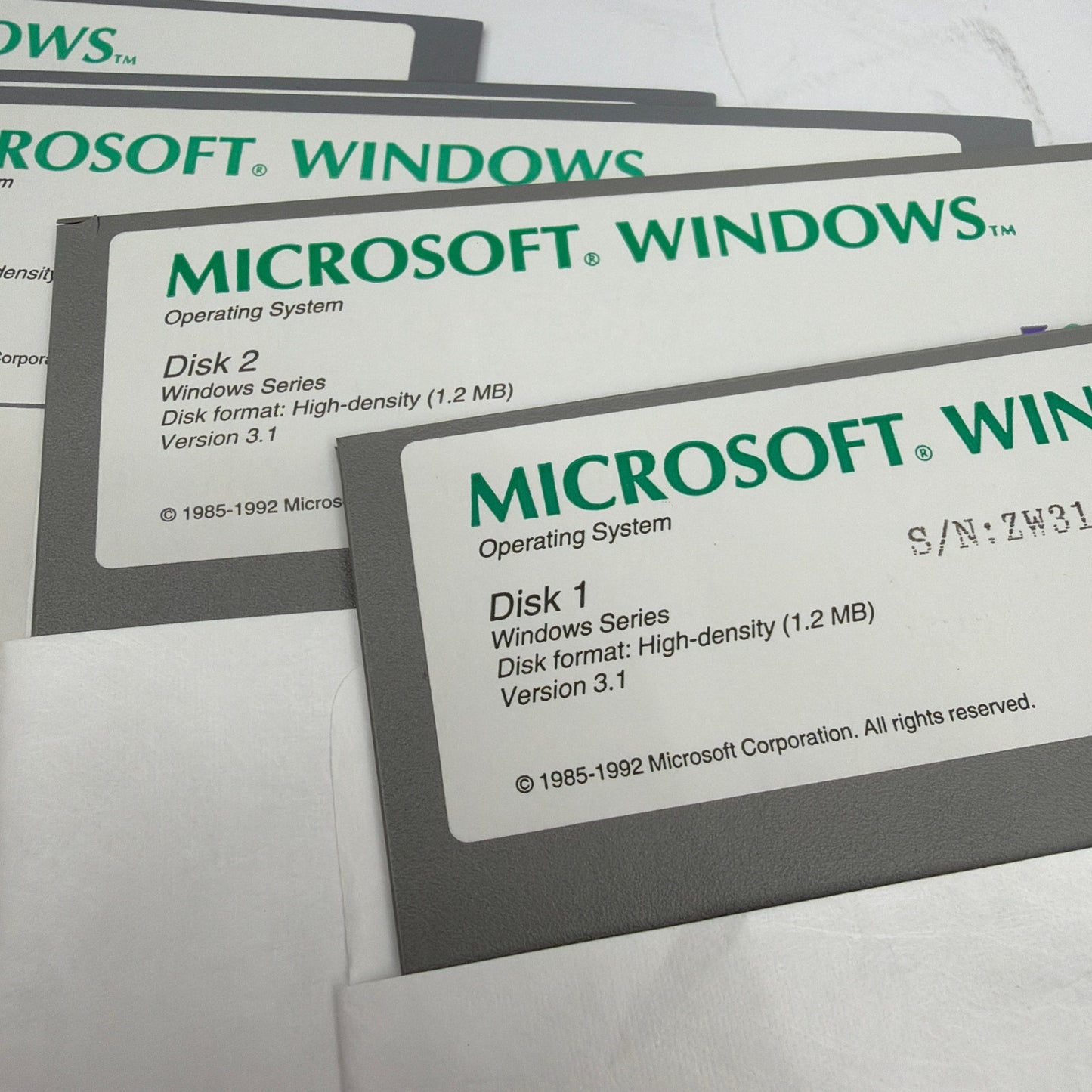 Microsoft Windows 3.1 5.25 Floppy Disk Set High-Density 1.2MB with Storage Case