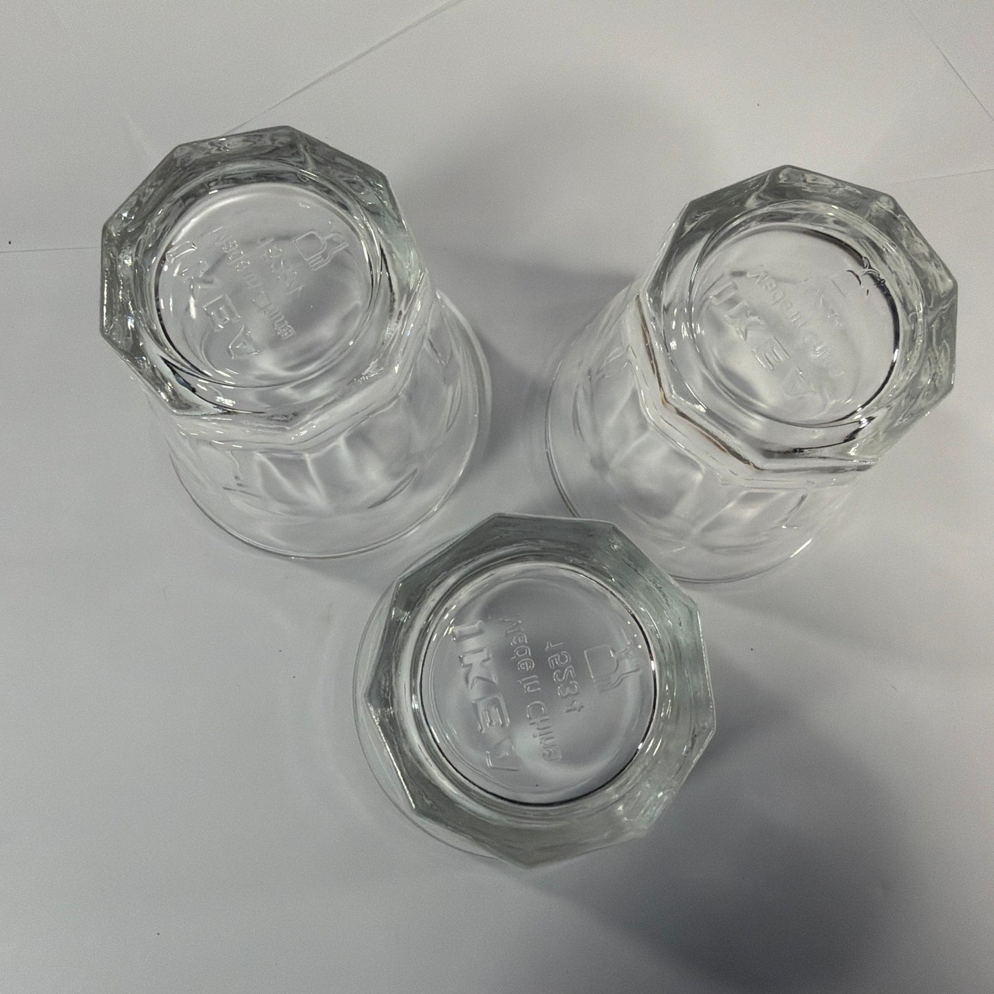 IKEA Clear Faceted Glass Tumblers Set of 3