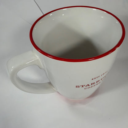Starbucks Coffee Co ESTD 1971 Ceramic Mug 16 fl oz White Red Trim 2008