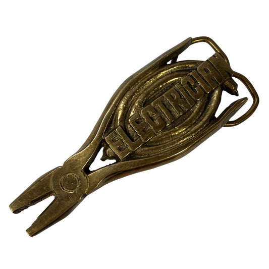 Vintage 1980 'Electrician' Pliers Solid Brass Belt Buckle 6130
