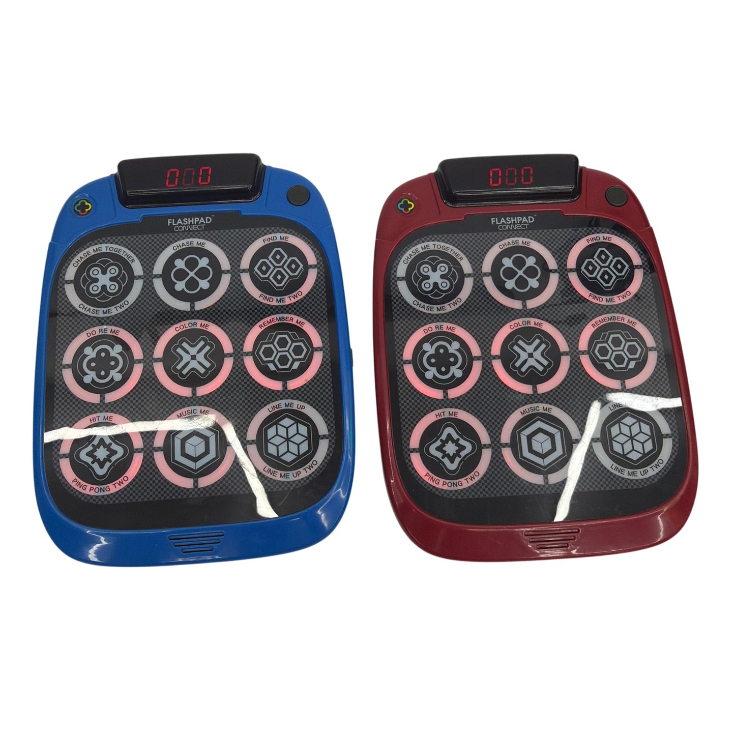 Virztex FlashPad Connect Touchscreen Handheld Game Set of 2 Red Blue Tested