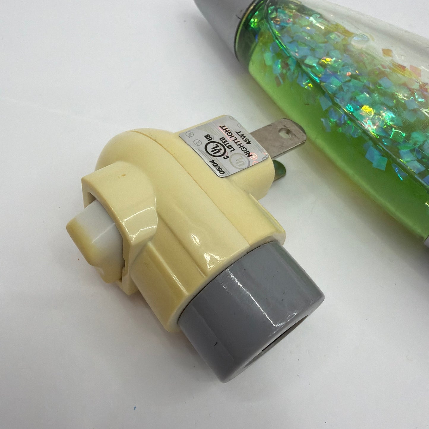 Glitter Liquid Motion Lava Style Night Light Green Silver Tested Working