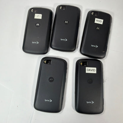 Lot of 5 Motorola Admiral XT603 Sprint QWERTY Smartphones Black Untested