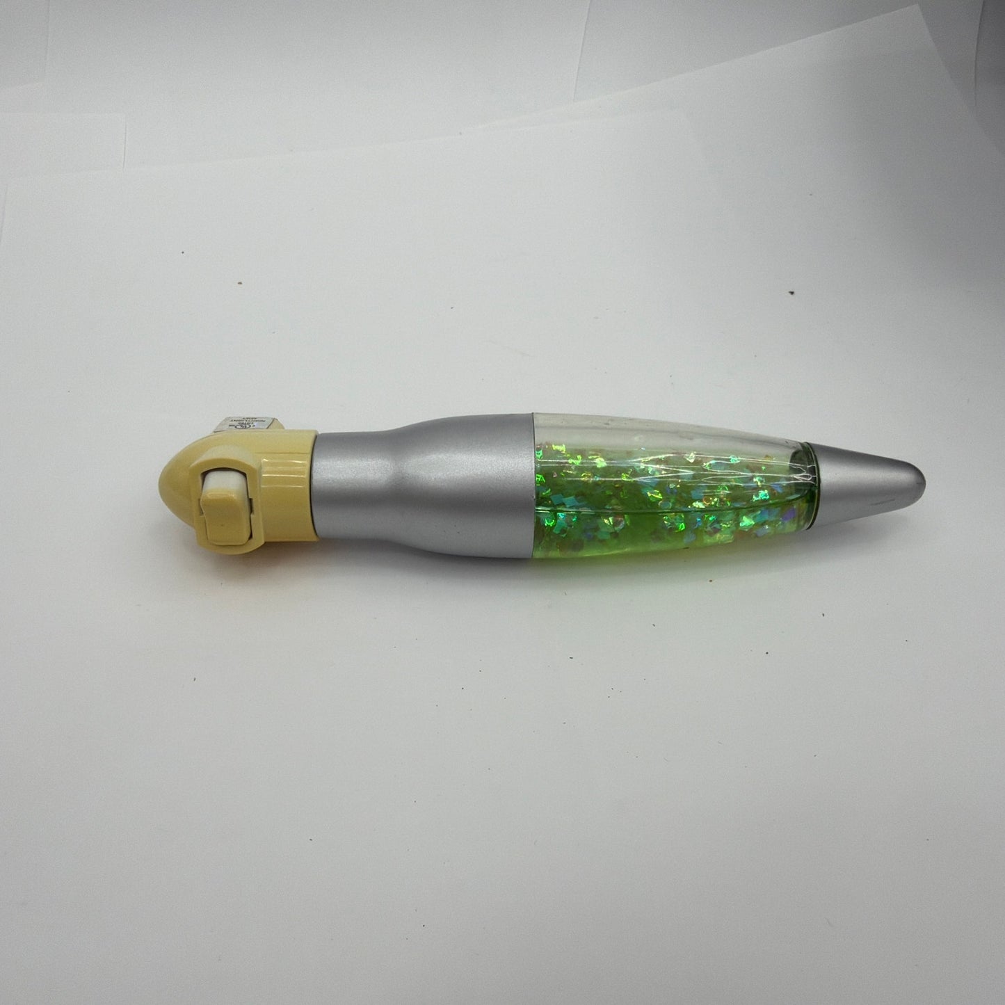 Glitter Liquid Motion Lava Style Night Light Green Silver Tested Working