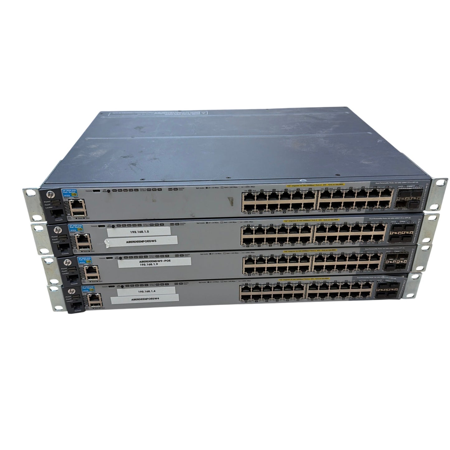 Lot of 4 HP 2920-24G PoE+ J9727A 24-Port Gigabit Switches
