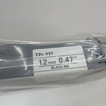 EZ Tape TZe-231 12mm 0.47 Laminated Label Tape Black on White