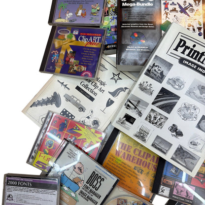 40 lb Lot Vintage Clip Art & Font CD-ROM Software – Arts & Letters, MasterClips