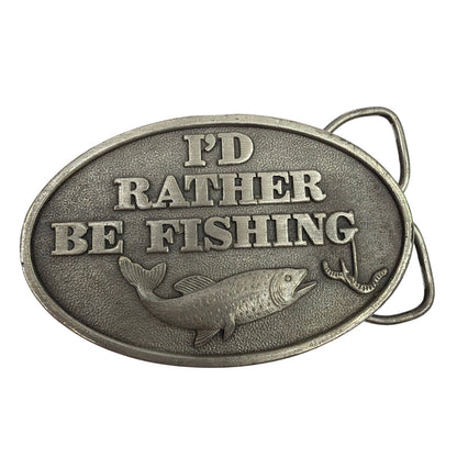 1978 Capt Hawks Sky Patrol I’d Rather Be Fishing Belt Buckle 3.5" USA