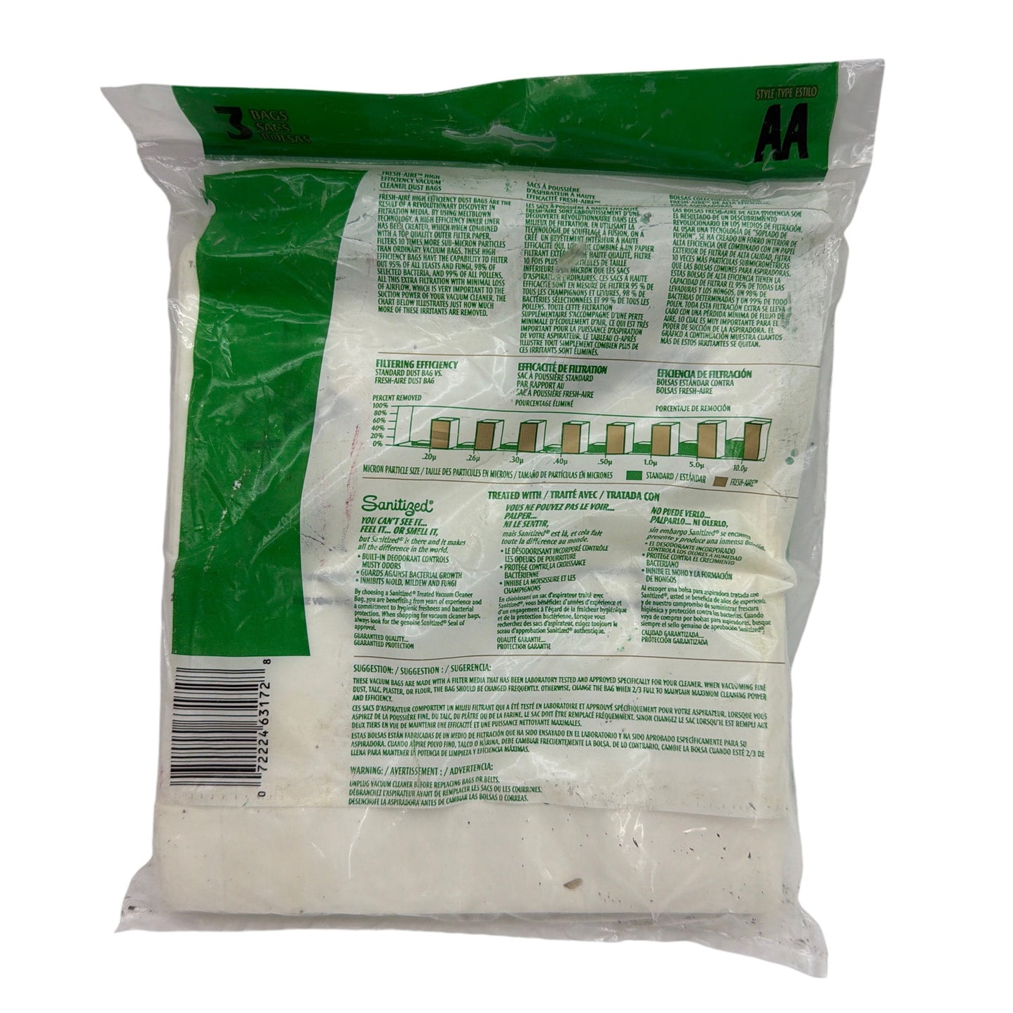 VCB Fresh-Aire Style AA Vacuum Cleaner Bags for Eureka Victory 4300/4400 3-Pack