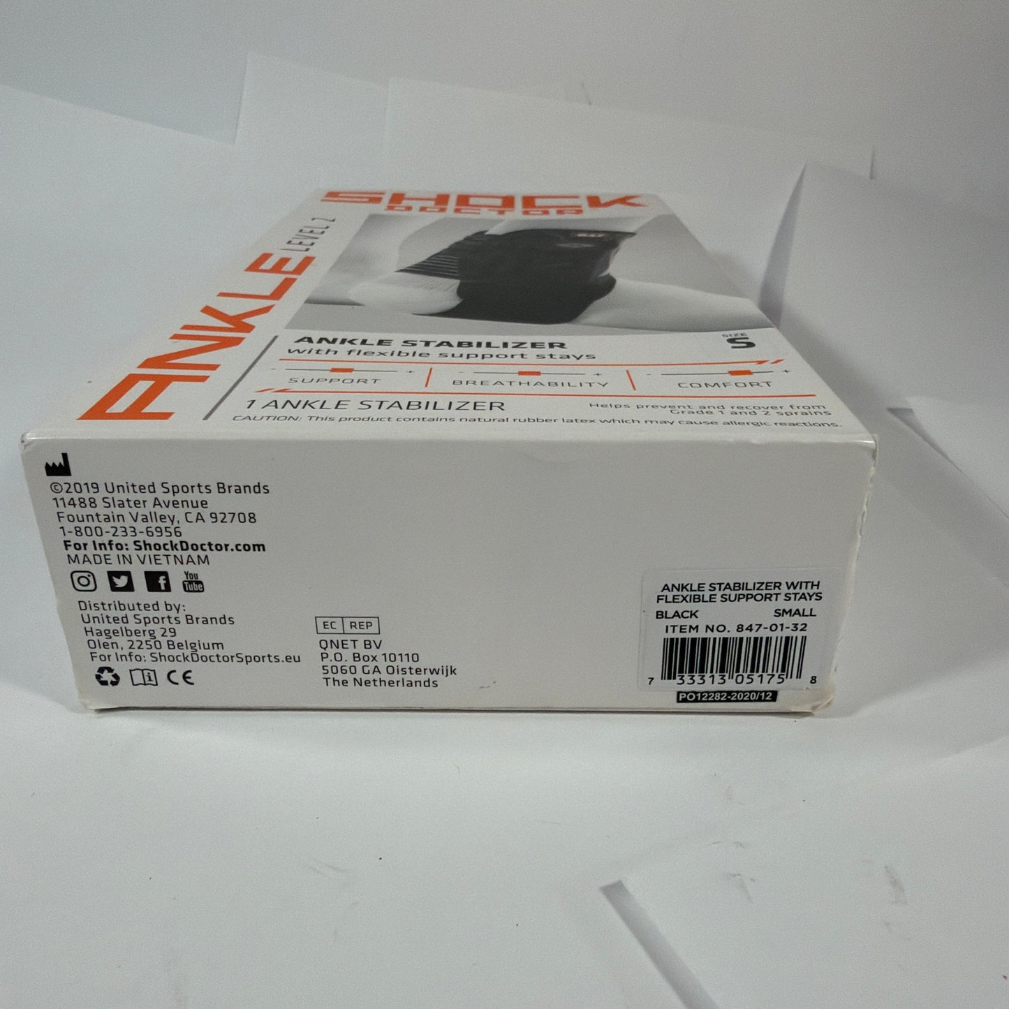 Shock Doctor 847 Ankle Stabilizer Level 2 Black Size Small