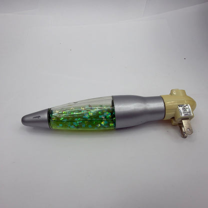 Glitter Liquid Motion Lava Style Night Light Green Silver Tested Working