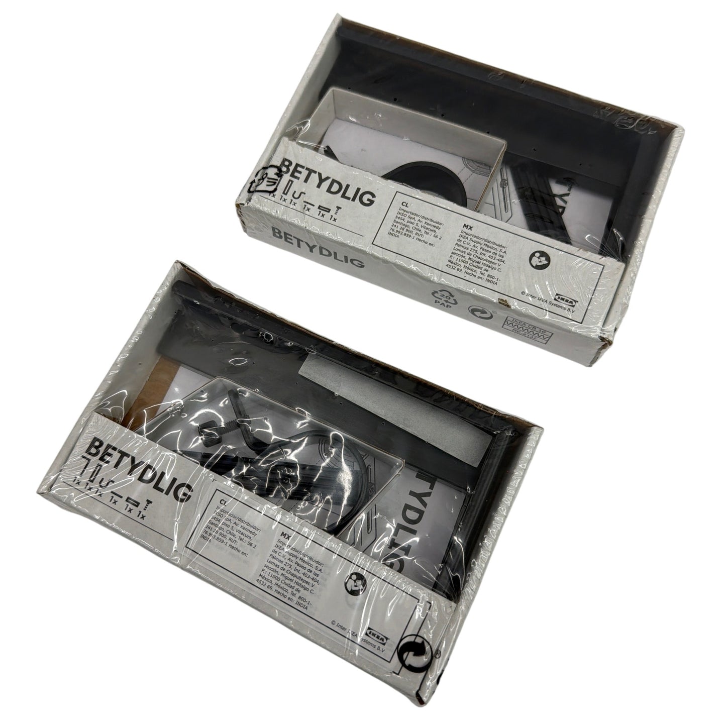 Lot of 2 IKEA BETYDLIG Wall/Ceiling Curtain Rod Brackets Black 602.172.28 New
