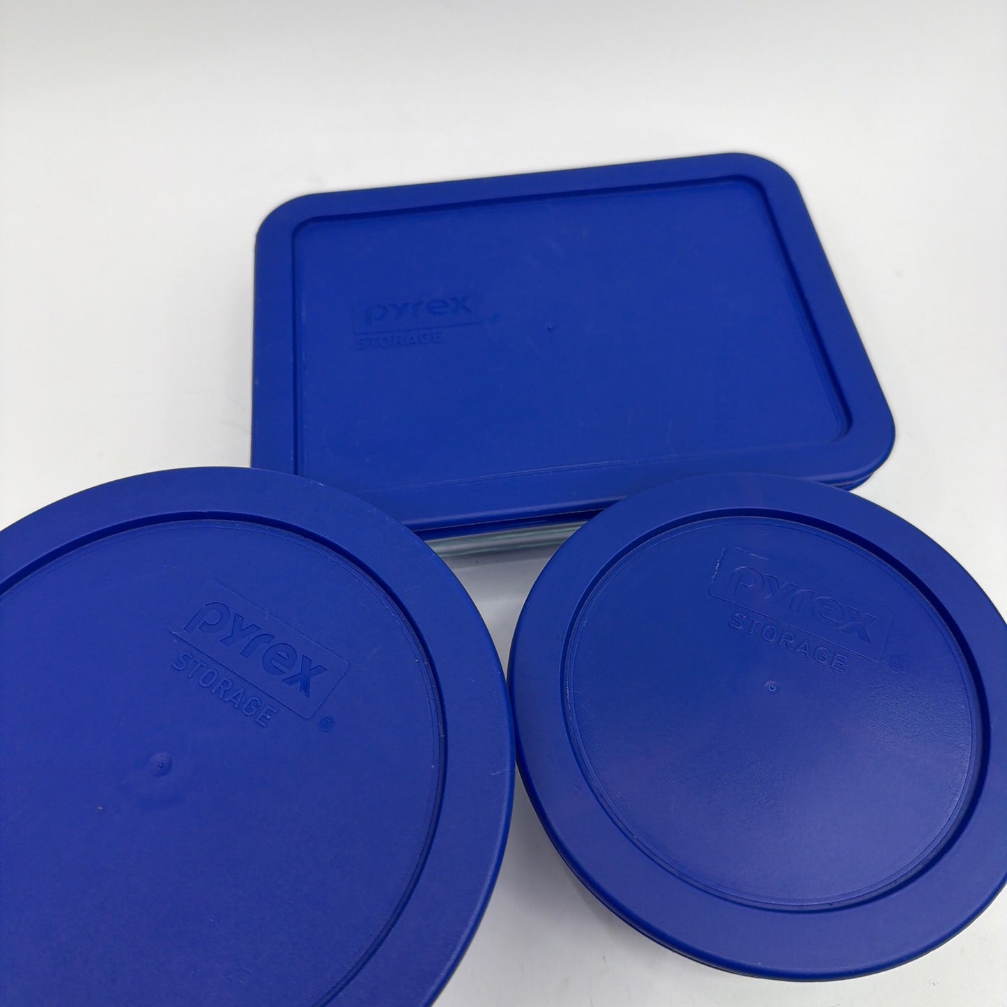 Pyrex Storage Glass Container Set with Blue Lids 3-Piece