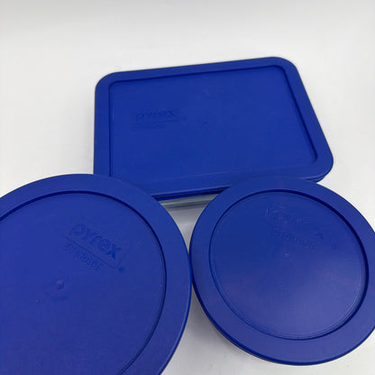 Pyrex Storage Glass Container Set with Blue Lids 3-Piece