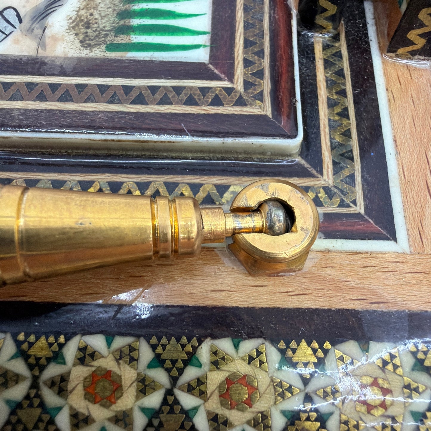 Persian Khatam Marquetry Desk Set Pen Holder Hand-Painted Miniature Isfahan