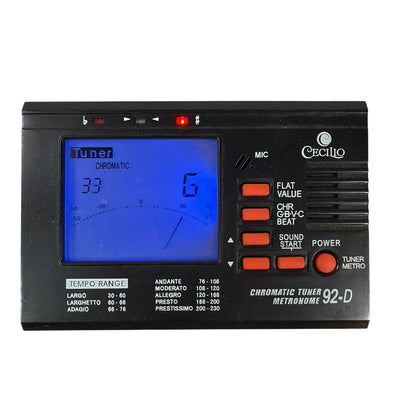 Cecilio 92-D Chromatic Tuner Metronome Combo Black LCD