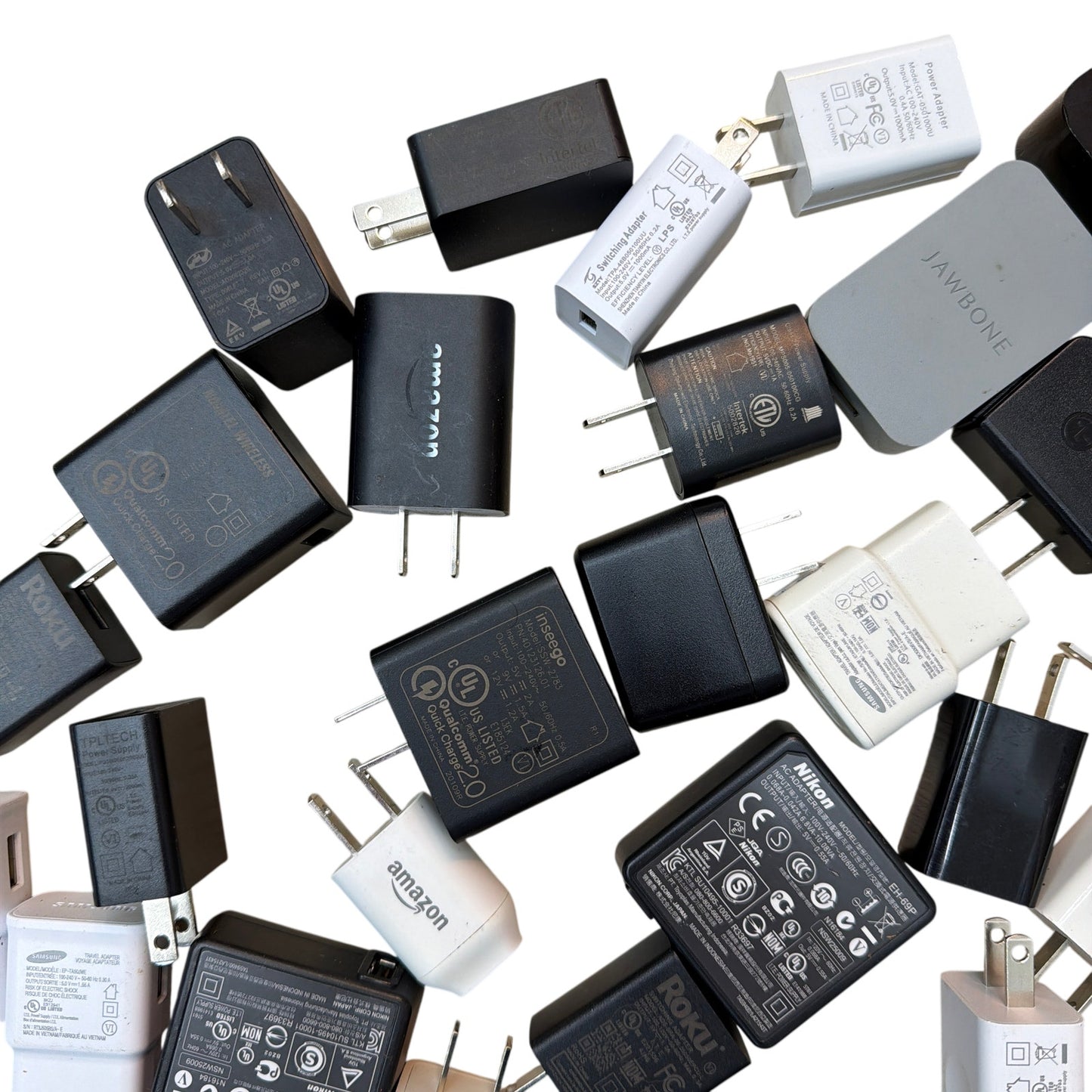 4.5 lb Mixed USB Wall Charger Lot One Gallon Bag Assorted AC Adapters