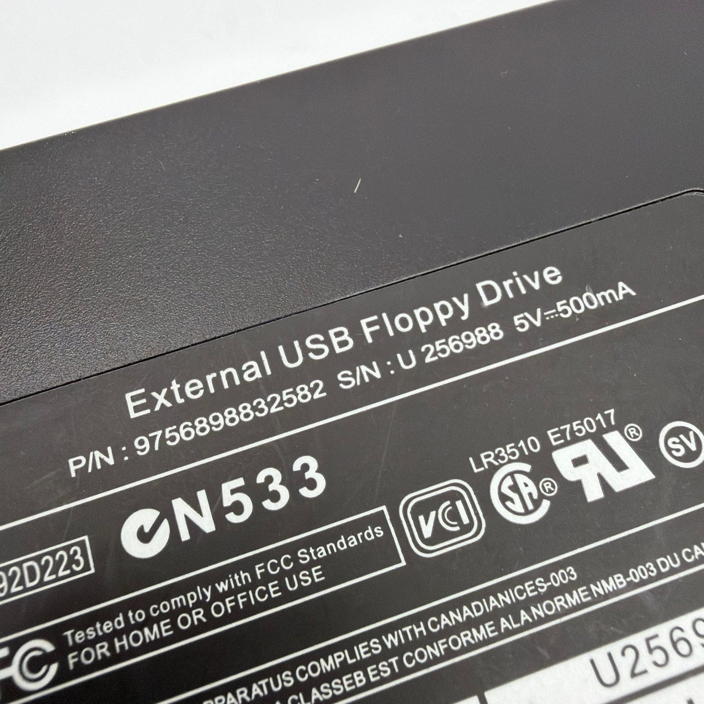 CN533 External USB Floppy Drive Black Tested Working
