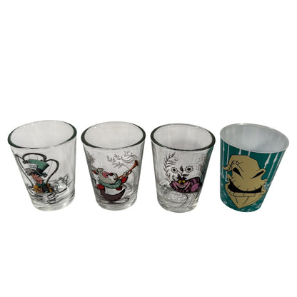Silver Buffalo Disney 1.5 oz Mini Shot Glass Lot Mad Hatter White Rabbit Chesire
