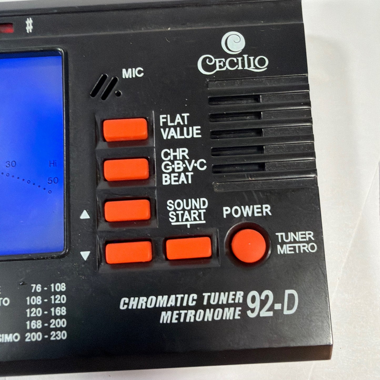 Cecilio 92-D Chromatic Tuner Metronome Combo Black LCD