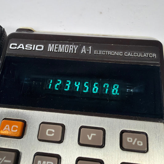 Casio Memory A-1 H-814 Vintage Electronic Calculator with Case Tested Working