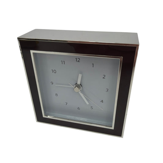 Restoration Hardware Chrome Desk Alarm Clock 4in Square Tested Working