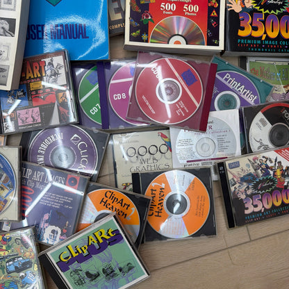 40 lb Lot Vintage Clip Art & Font CD-ROM Software – Arts & Letters, MasterClips
