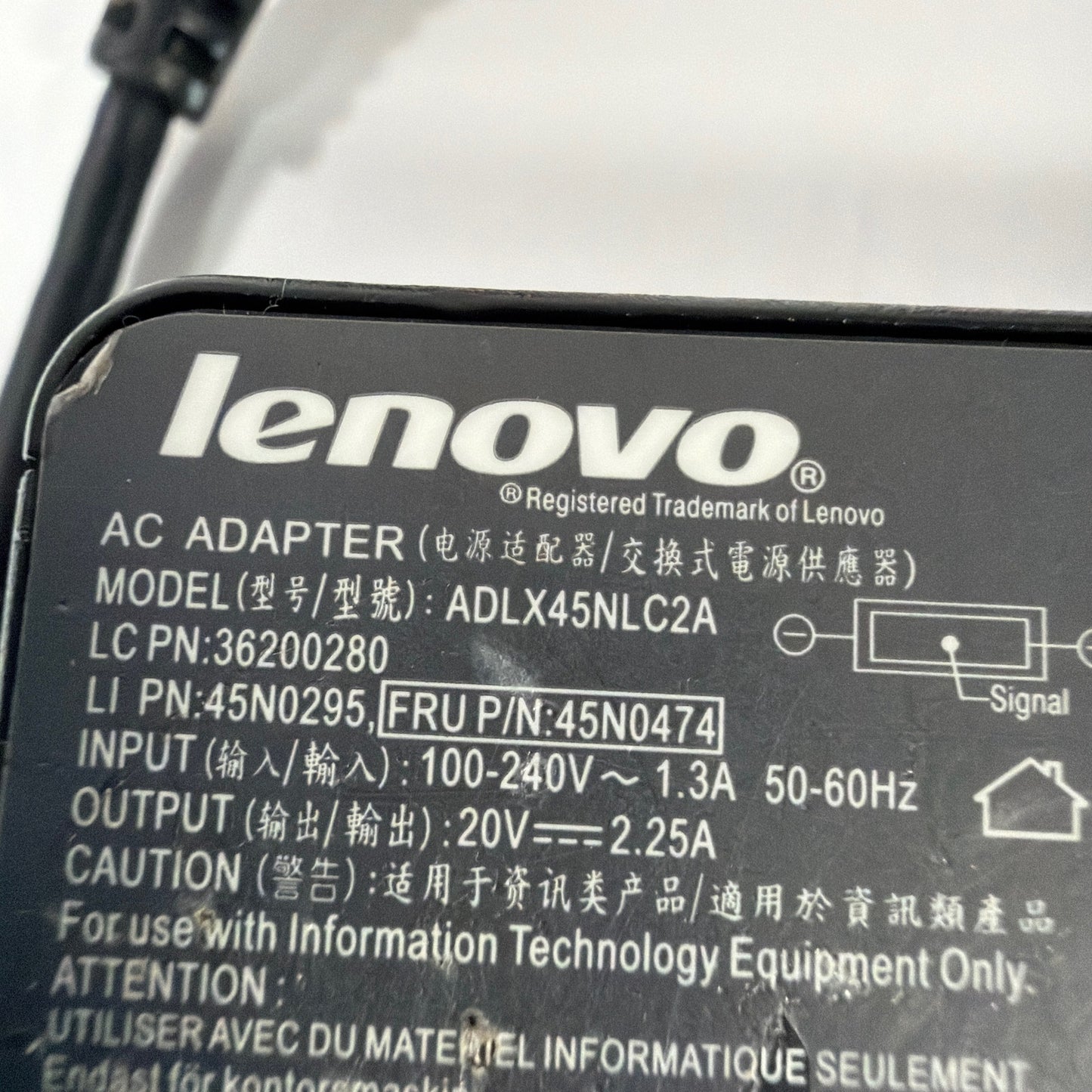 Lenovo 45W Laptop AC Adapter Charger ADLX45NLC2A Slim Tip 20V 2.25A