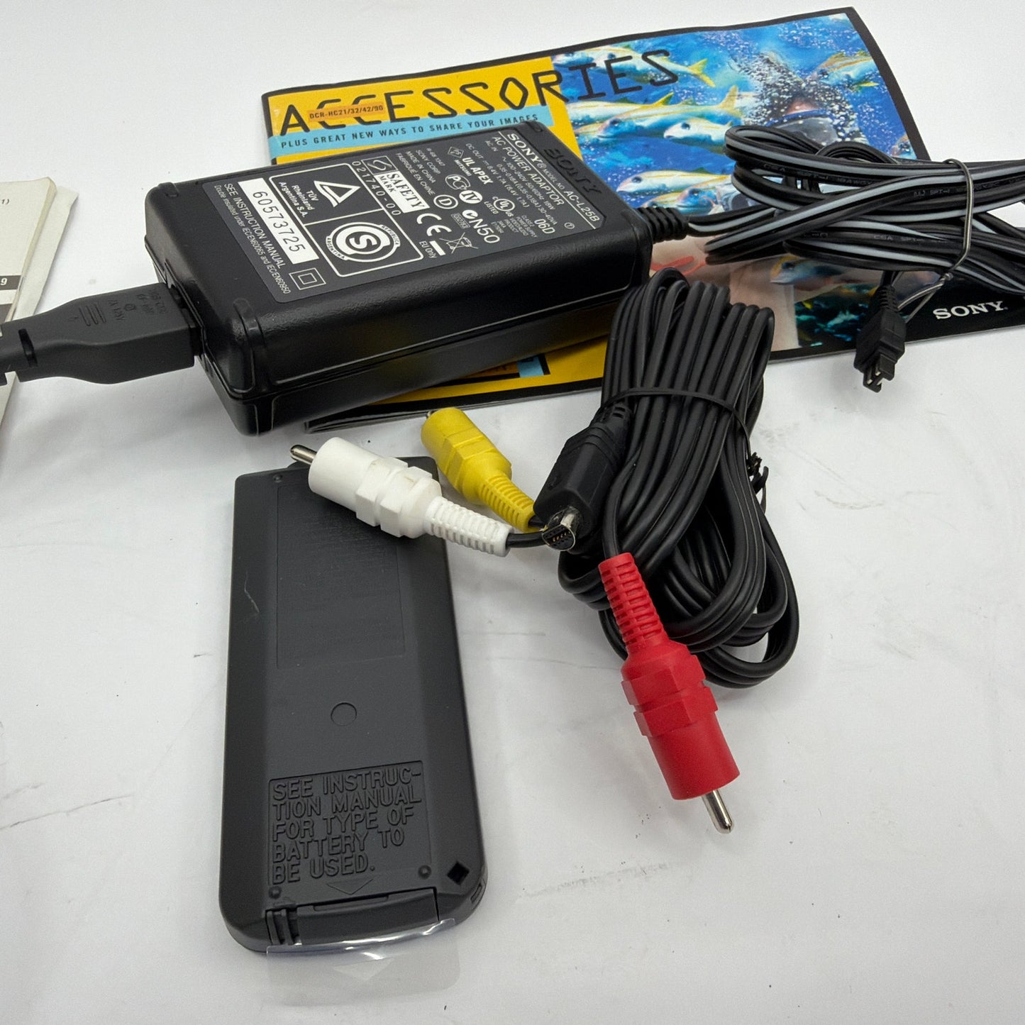 Sony Handycam DCR-HC32/HC42 Accessories Lot AC-L25B Adapter RMT-831 Remote Dock