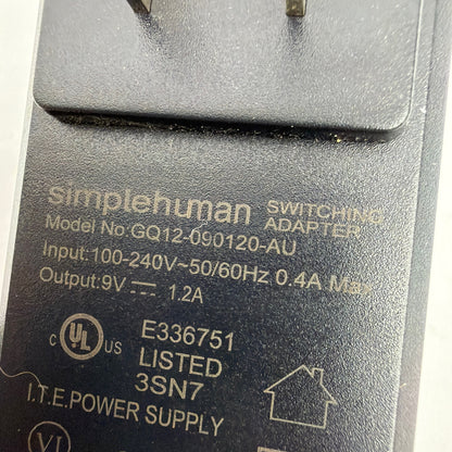 simplehuman Switching Power Adapter GQ12-090120-AU 9V 1.2A Tested Working