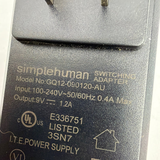 simplehuman Switching Power Adapter GQ12-090120-AU 9V 1.2A Tested Working