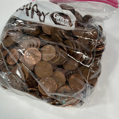 5 lb 7.7 oz Bag of Lincoln Copper Pennies 1959–1982 Mixed Dates Unsearched