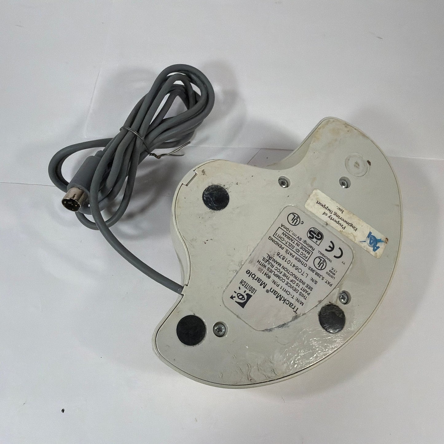 Logitech TrackMan Marble Trackball Mouse T-CH11 PS/2 Wired Beige/Red Tested