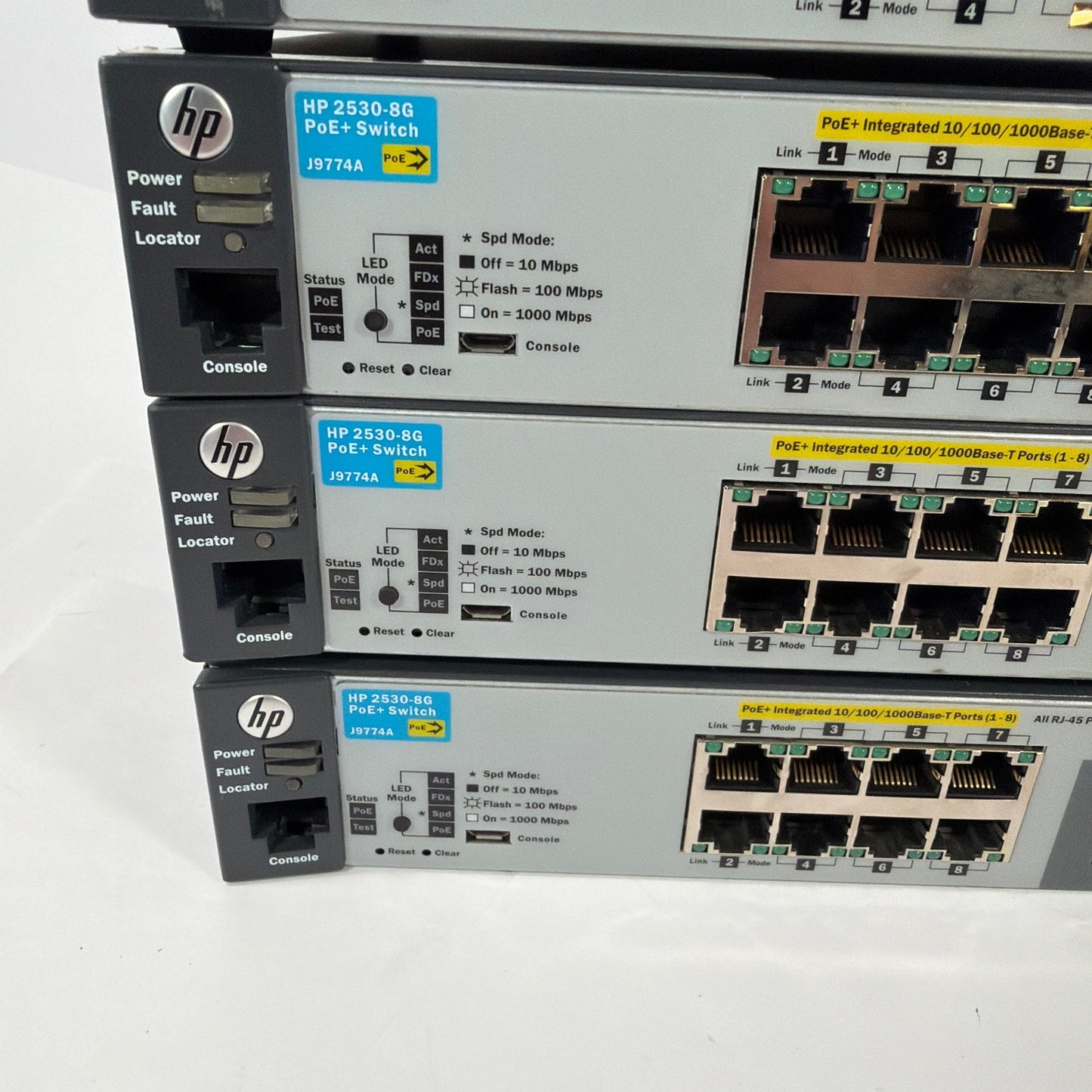 Lot of 8 HP 2530-8G PoE+ Switch J9774A Untested For Parts