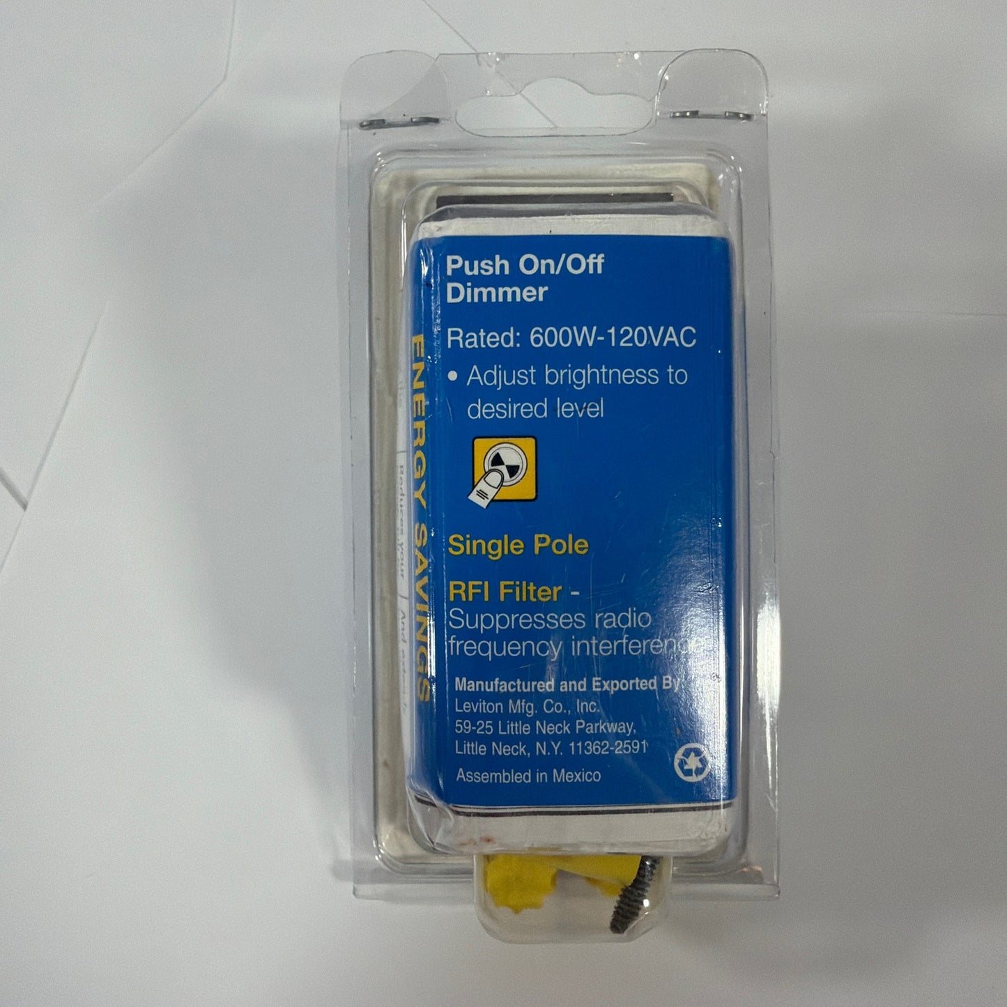 Leviton Trimatron 6681-W Push On/Off Rotary Dimmer Switch 600W Single Pole White