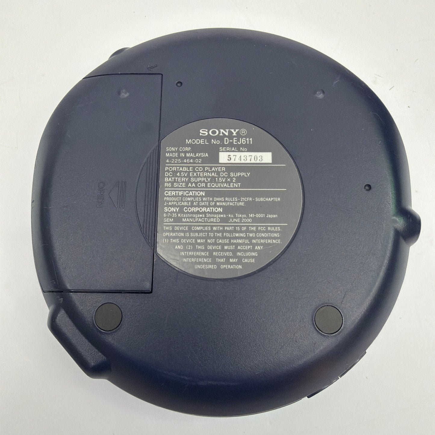Sony CD Walkman D-EJ611 G-Protection Portable CD Player Blue Purple For Parts