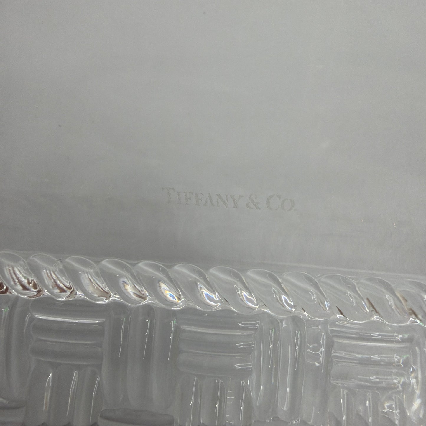 Tiffany & Co. Woven Collection 8" Square Crystal Basket Weave Plate