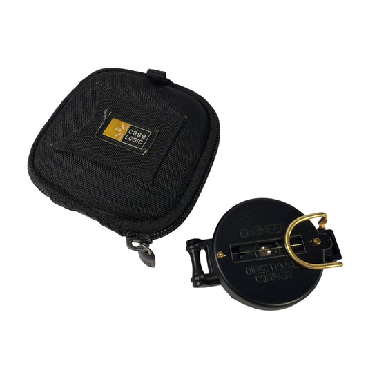 Engineer Directional Compass Sighting Compass Black with Case Logic Zip Pouch