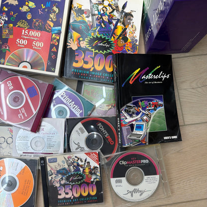 40 lb Lot Vintage Clip Art & Font CD-ROM Software – Arts & Letters, MasterClips